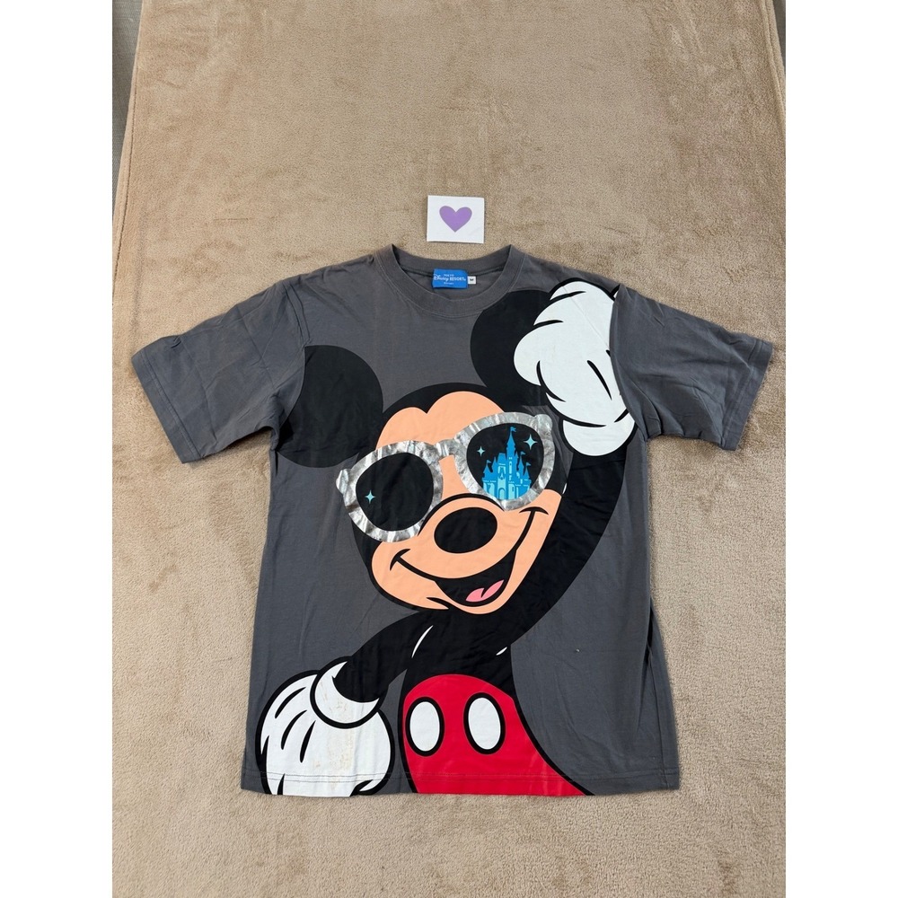 Tokyo Disney Resort Mickey Mouse Tshirt Mens M Gray Sunglasses Graphic EUC
